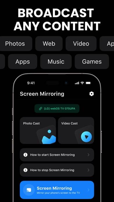 Screen Mirroring: TV-Cast App Schermata dell'app