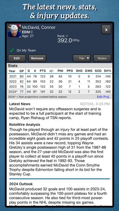 Fantasy Hockey Draft Kit '24 App screenshot