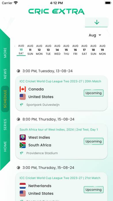 Cricket Live Schermata dell'app