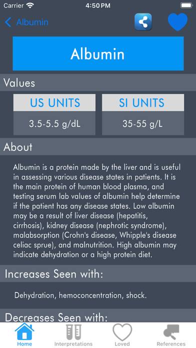 Lab Values Reference Ranges App screenshot