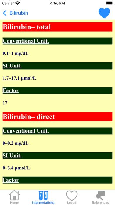 Lab Values Reference Ranges App screenshot