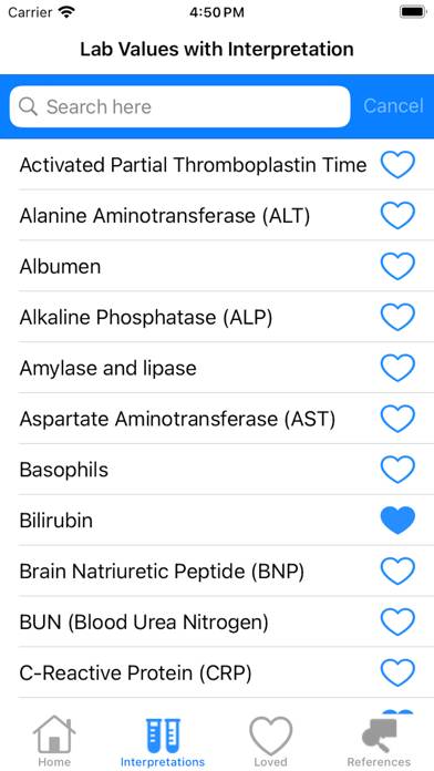 Lab Values Reference Ranges App screenshot