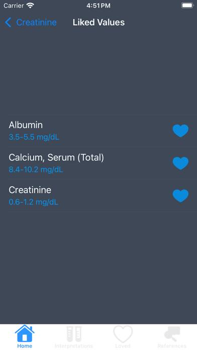 Lab Values Reference Ranges App screenshot