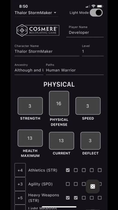 Cosmere RPG Character Sheets Captura de pantalla de la aplicación