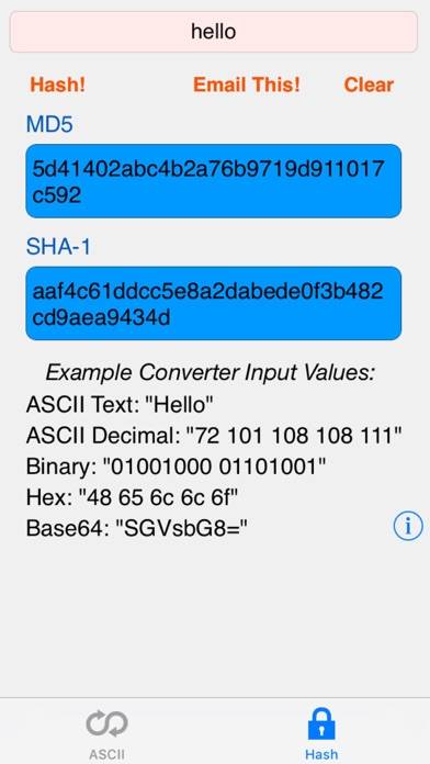 HEX ASCII BASE64 MD5 SHA conv. App screenshot #1