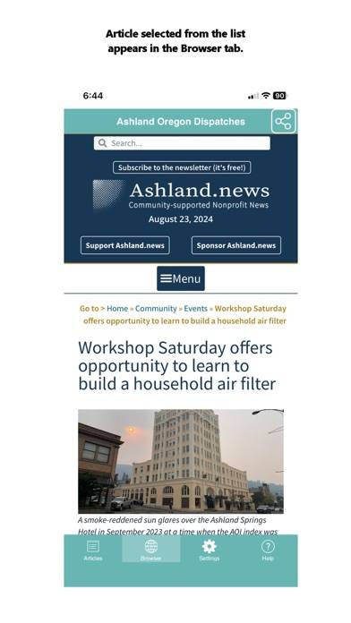 Ashland Oregon News Dispatches App screenshot