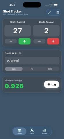 GoalieTracker skärmdump
