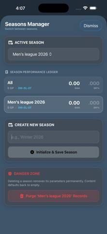 GoalieTracker App skärmdump