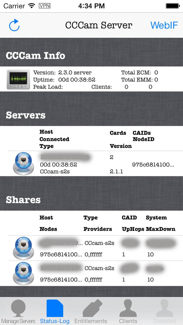 CCCam Manager App screenshot