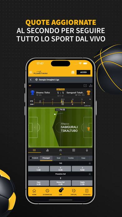 Planetwin365 Scommesse Sport Schermata dell'app