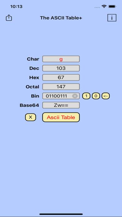 TheAsciiTable Plus App skärmdump