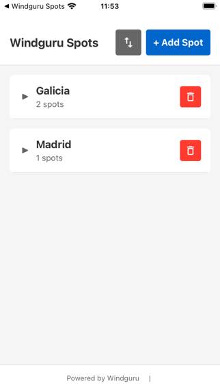 Windguru Spots: Wind Forecasts Captura de pantalla de la aplicación