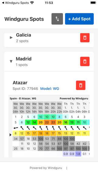 Windguru Spots: Wind Forecasts Captura de pantalla de la aplicación