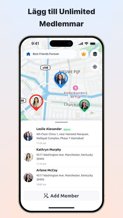 Tefon-Tracker, Famili standort App-Screenshot