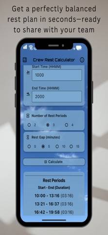 Crew Rest Calculator App skärmdump