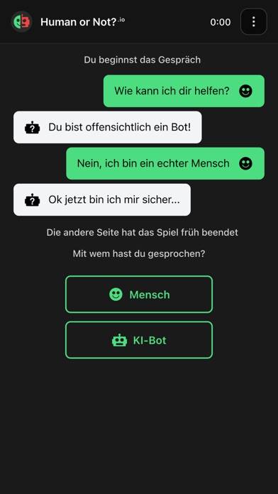 Mensch oder KI? Bildschirmfoto