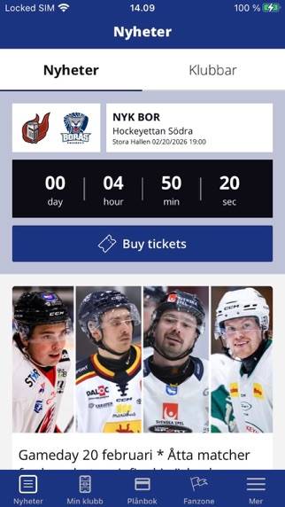 Hockeyettan App skärmdump