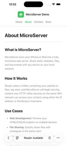 MicroServer Capture d'écran de l'application