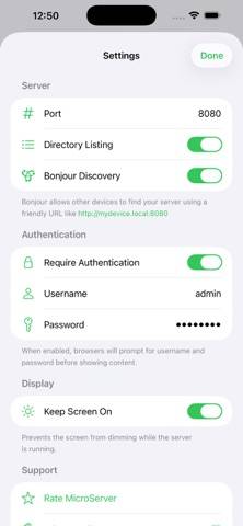 MicroServer Capture d'écran de l'application