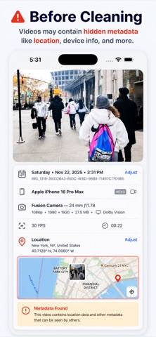 Video Metadata Cleaner App skärmdump