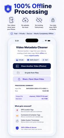 Video Metadata Cleaner App skärmdump