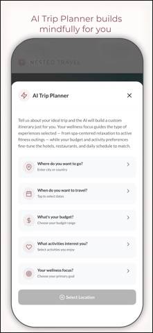 Nested Travel App screenshot