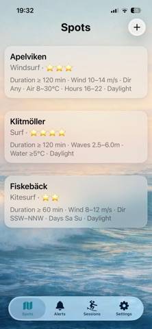 Surflert App skärmdump