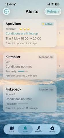 Surflert App skärmdump