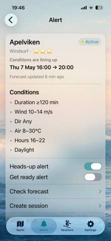 Surflert App skärmdump