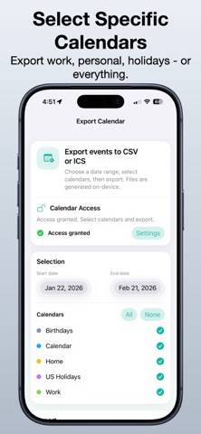 Export Calendar App skärmdump