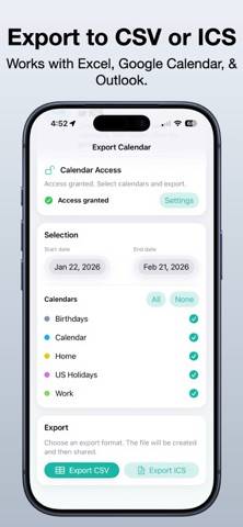 Export Calendar App skärmdump
