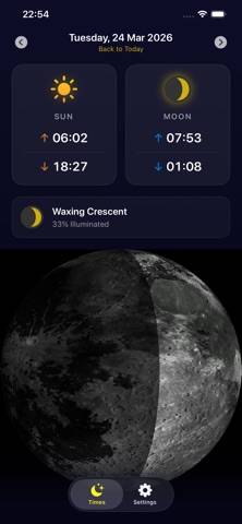 Moonrise Times Watch App screenshot