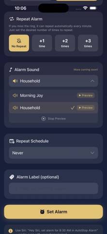 AutoStop Alarm Capture d'écran de l'application