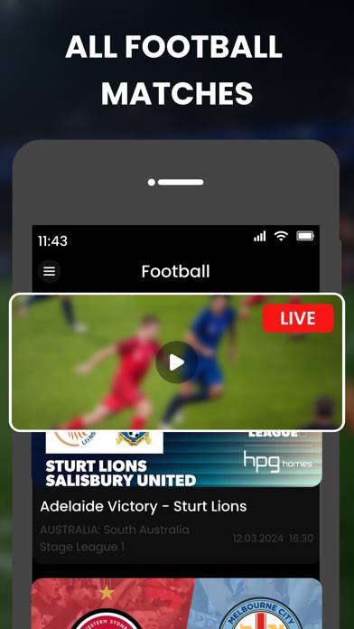 Live Football Matches : Sport immagine dello schermo