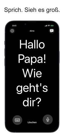 dicto: sprachanzeige Bildschirmfoto