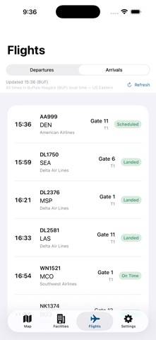 Buffalo Niagara BUF Airport App screenshot