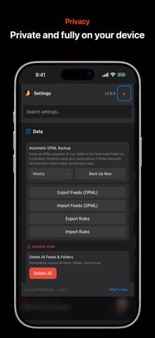 Corvus RSS Reader for Safari App screenshot