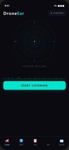 DroneEar App skärmdump