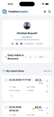 Freedive Analytics Bildschirmfoto