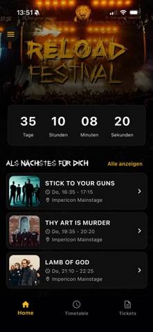 Reload Festival App-Screenshot