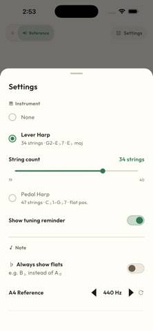 Harpie – Harp Tuner Capture d'écran de l'application