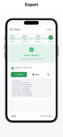 Pluck Contacts Capture d'écran de l'application