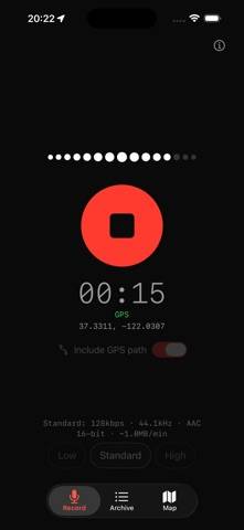 GPS Audio Recorder skärmdump
