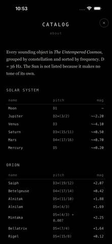 The Untempered Cosmos App screenshot