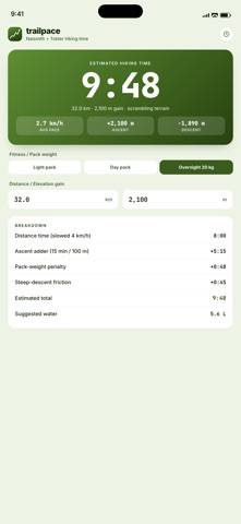 TrailPace App skärmdump