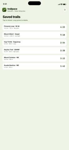 TrailPace App skärmdump