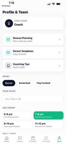Soccer Coach Guide App screenshot