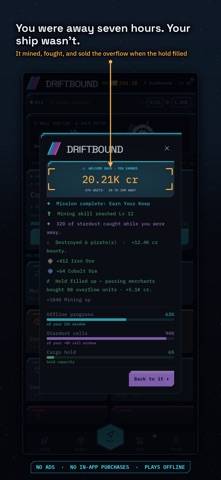Driftbound: RPG Espacial Idle captura de pantalla #2