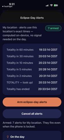 Total Solar Eclipse 2026 Capture d'écran de l'application
