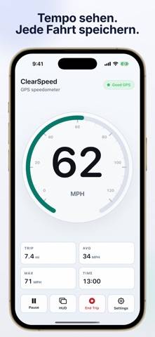 ClearSpeed GPS Tacho Bildschirmfoto